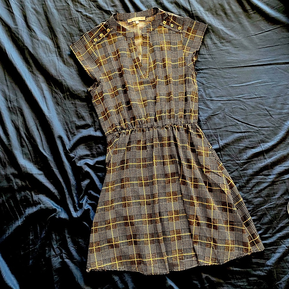Plaid Cinch Waist Dress - Medium